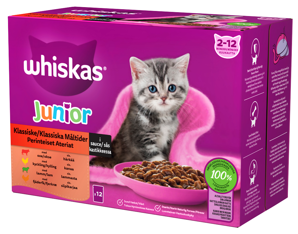Whiskas Core Junior Classic Selection i Géle 12x85g