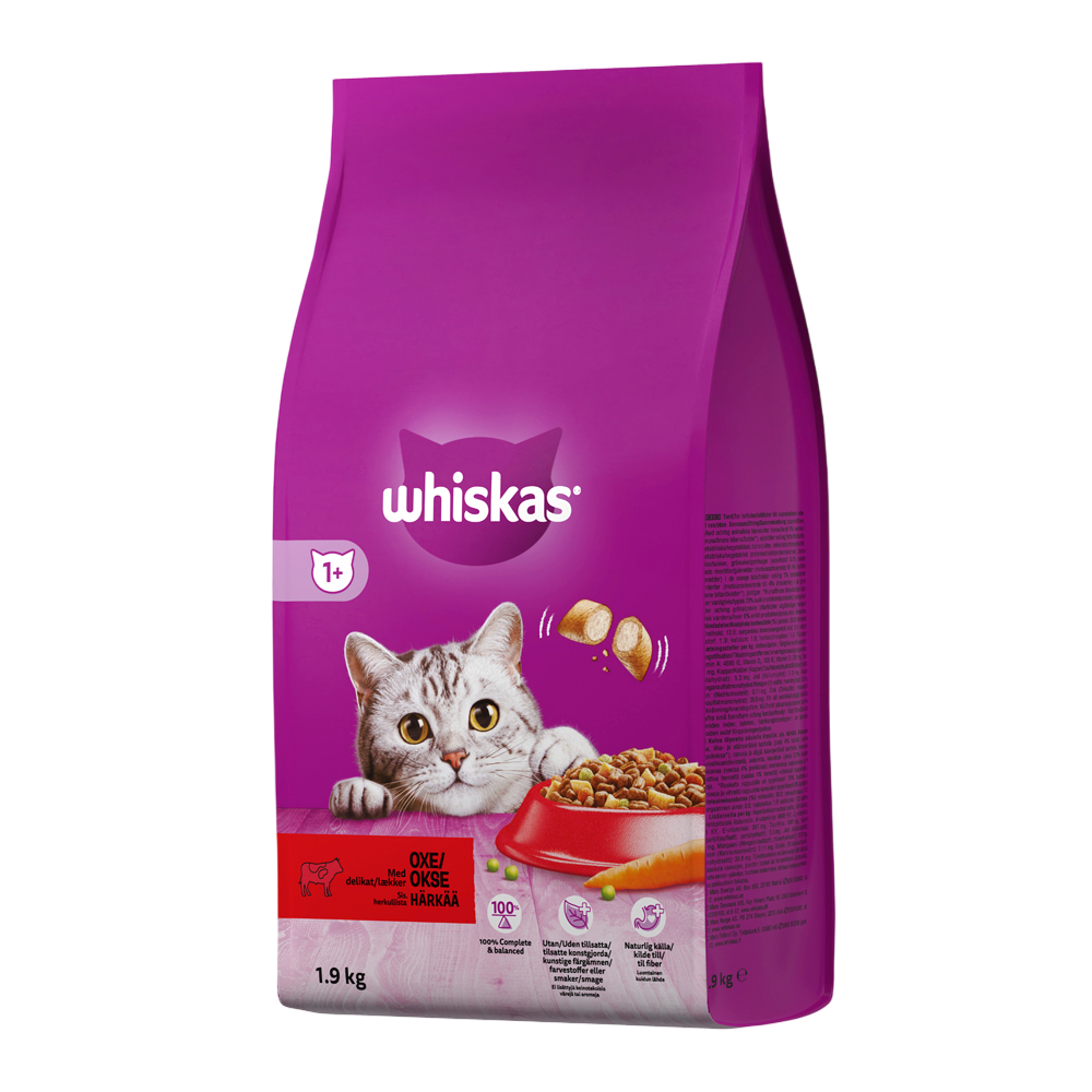 Whiskas 1+ sis härkää 1,9kg