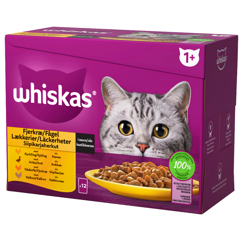 Whiskas Core 1+ siipikarjaherkut kastikkessa
