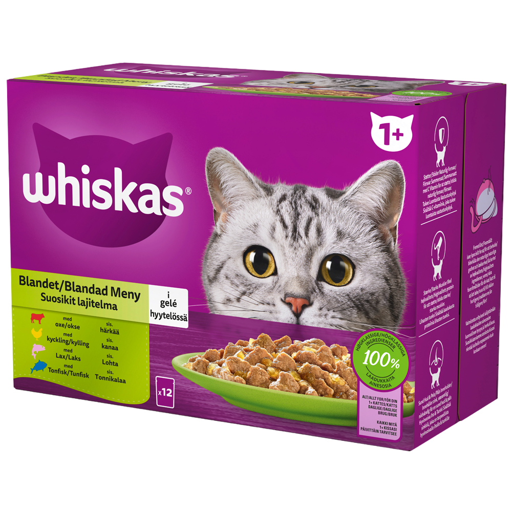 Whiskas Core 1+ suosikit lajitelma kastikkeessa