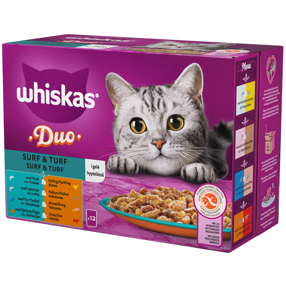Whiskas Tasty Duo 1+ Surf & Turf Hyytelössä  12x85g