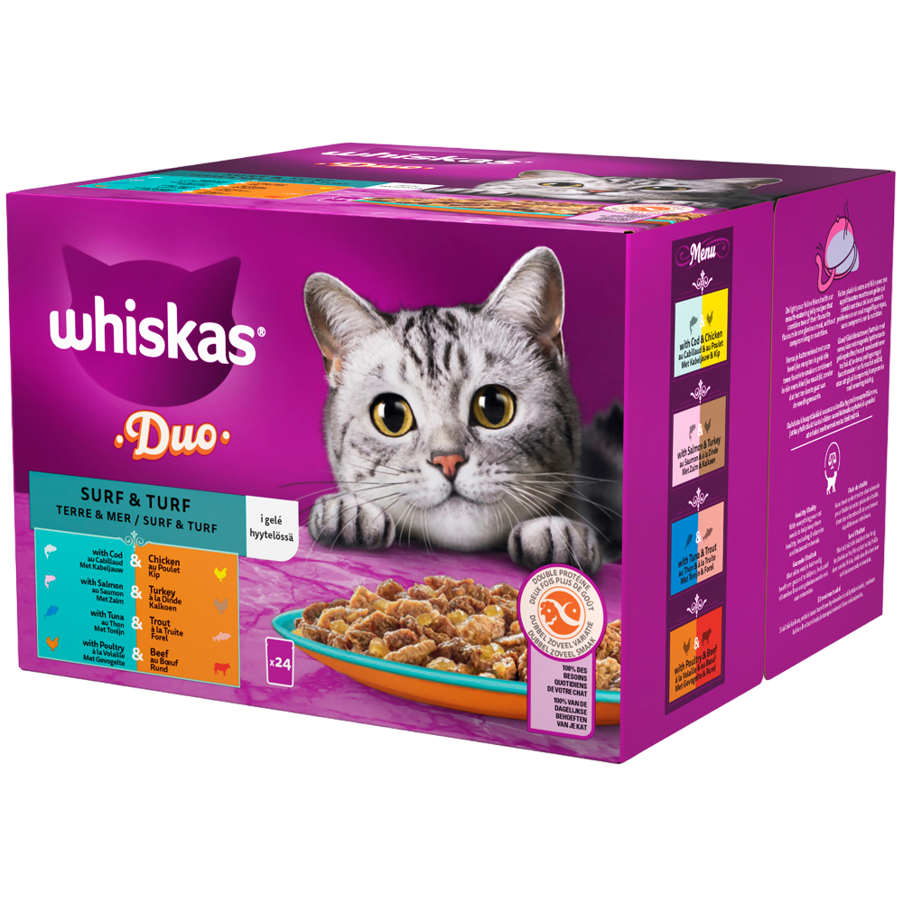 Whiskas Tasty Duo 1+ Surf & Turf Hyytelössä 24x85g